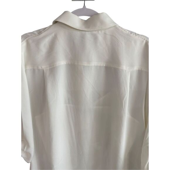 Trina Turk Womens White Built In Tank Top Roll Tab Button-Up Tunic Top Large - Picture 13 of 16